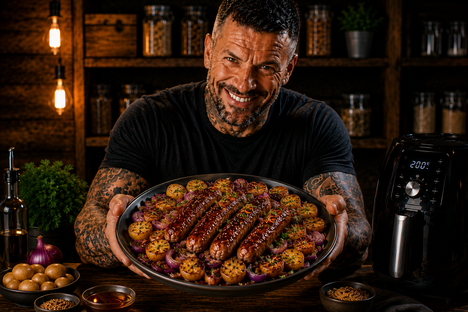 Air-Fryer Maple Mustard Pork Sausage Trays
